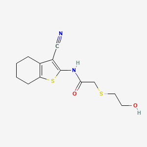 molecular formula C13H16N2O2S2 B11092366 N-(3-cyano-4,5,6,7-tetrahydro-1-benzothiophen-2-yl)-2-[(2-hydroxyethyl)sulfanyl]acetamide 