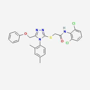 molecular formula C25H22Cl2N4O2S B11092373 N-(2,6-dichlorophenyl)-2-{[4-(2,4-dimethylphenyl)-5-(phenoxymethyl)-4H-1,2,4-triazol-3-yl]sulfanyl}acetamide CAS No. 539808-96-3