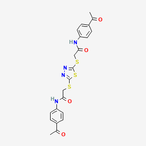 molecular formula C22H20N4O4S3 B11092498 2,2'-(1,3,4-thiadiazole-2,5-diyldisulfanediyl)bis[N-(4-acetylphenyl)acetamide] 