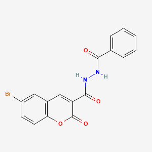 molecular formula C17H11BrN2O4 B11092690 6-bromo-2-oxo-N'-(phenylcarbonyl)-2H-chromene-3-carbohydrazide 