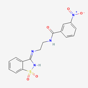 molecular formula C16H14N4O5S B11092816 N-{2-[(1,1-dioxido-1,2-benzothiazol-3-yl)amino]ethyl}-3-nitrobenzamide 