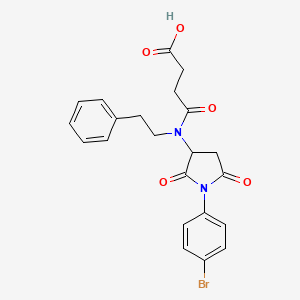 molecular formula C22H21BrN2O5 B11092950 4-{[1-(4-Bromophenyl)-2,5-dioxopyrrolidin-3-yl](2-phenylethyl)amino}-4-oxobutanoic acid 