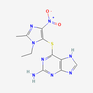 molecular formula C11H12N8O2S B11092953 6-[(1-ethyl-2-methyl-4-nitro-1H-imidazol-5-yl)sulfanyl]-9H-purin-2-amine 