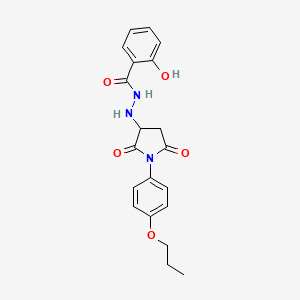 molecular formula C20H21N3O5 B11093043 N'-[2,5-dioxo-1-(4-propoxyphenyl)pyrrolidin-3-yl]-2-hydroxybenzohydrazide 