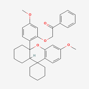 molecular formula C34H38O5 B11093306 2-[5-methoxy-2-(6'-methoxy-1',3',4',9a'-tetrahydrospiro[cyclohexane-1,9'-xanthen]-4a'(2'H)-yl)phenoxy]-1-phenylethanone 