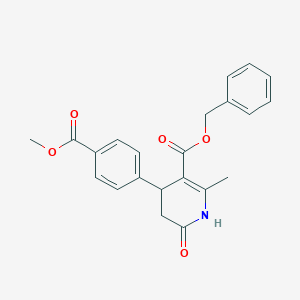 molecular formula C22H21NO5 B11093320 Pyridine-3-carboxylic acid, 1,4,5,6-tetrahydro-4-(4-methoxycarbonylphenyl)-2-methyl-6-oxo-, benzyl ester 