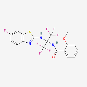 molecular formula C18H12F7N3O2S B11093383 N-{1,1,1,3,3,3-hexafluoro-2-[(6-fluoro-1,3-benzothiazol-2-yl)amino]propan-2-yl}-2-methoxybenzamide 