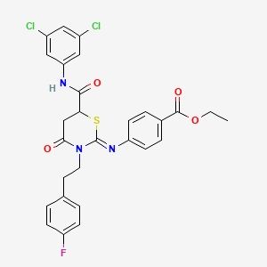 molecular formula C28H24Cl2FN3O4S B11093406 ethyl 4-({(2Z)-6-[(3,5-dichlorophenyl)carbamoyl]-3-[2-(4-fluorophenyl)ethyl]-4-oxo-1,3-thiazinan-2-ylidene}amino)benzoate 