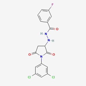 molecular formula C17H12Cl2FN3O3 B11093447 N'-[1-(3,5-dichlorophenyl)-2,5-dioxopyrrolidin-3-yl]-3-fluorobenzohydrazide 