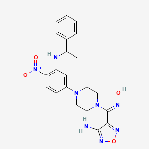 molecular formula C21H24N8O4 B11093743 4-[(Z)-(hydroxyimino)(4-{4-nitro-3-[(1-phenylethyl)amino]phenyl}piperazin-1-yl)methyl]-1,2,5-oxadiazol-3-amine 