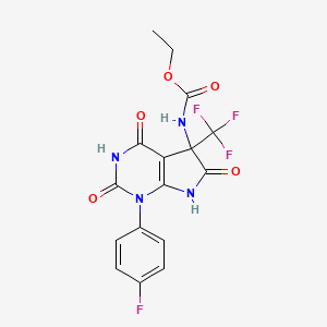 molecular formula C16H12F4N4O5 B11093816 ethyl [1-(4-fluorophenyl)-2,4,6-trioxo-5-(trifluoromethyl)-2,3,4,5,6,7-hexahydro-1H-pyrrolo[2,3-d]pyrimidin-5-yl]carbamate 