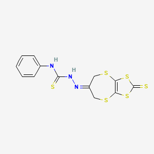 molecular formula C13H11N3S6 B11093859 N-phenyl-2-(2-thioxo-5H-[1,3]dithiolo[4,5-b][1,4]dithiepin-6(7H)-ylidene)hydrazinecarbothioamide 