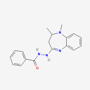 molecular formula C18H20N4O B11093911 N'-(1,2-dimethyl-2,3-dihydro-1H-1,5-benzodiazepin-4-yl)benzohydrazide 