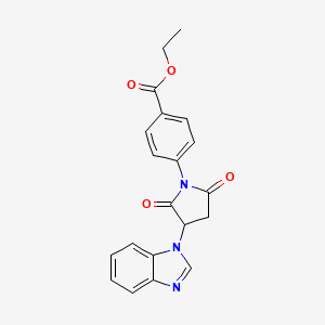 molecular formula C20H17N3O4 B11093938 ethyl 4-[3-(1H-benzimidazol-1-yl)-2,5-dioxopyrrolidin-1-yl]benzoate 