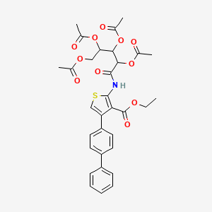 molecular formula C32H33NO11S B11094118 Ethyl 4-(4-biphenylyl)-2-[(2,3,4,5-tetraacetoxypentanoyl)amino]-3-thiophenecarboxylate 