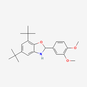 molecular formula C23H31NO3 B11094137 5,7-Di-tert-butyl-2-(3,4-dimethoxyphenyl)-2,3-dihydro-1,3-benzoxazole 