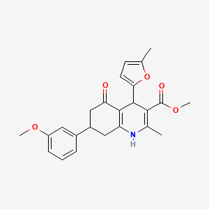 molecular formula C24H25NO5 B11095034 Methyl 7-(3-methoxyphenyl)-2-methyl-4-(5-methylfuran-2-yl)-5-oxo-1,4,5,6,7,8-hexahydroquinoline-3-carboxylate 