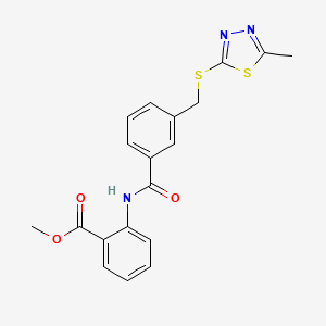 molecular formula C19H17N3O3S2 B11095914 Methyl 2-{[(3-{[(5-methyl-1,3,4-thiadiazol-2-yl)sulfanyl]methyl}phenyl)carbonyl]amino}benzoate 