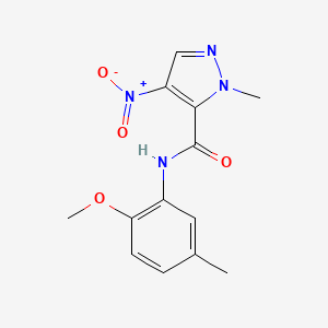 molecular formula C13H14N4O4 B11099249 N-(2-methoxy-5-methylphenyl)-2-methyl-4-nitropyrazole-3-carboxamide CAS No. 300732-32-5