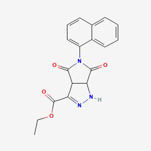 molecular formula C18H15N3O4 B11099503 Ethyl 5-(naphthalen-1-yl)-4,6-dioxo-1,3a,4,5,6,6a-hexahydropyrrolo[3,4-c]pyrazole-3-carboxylate 