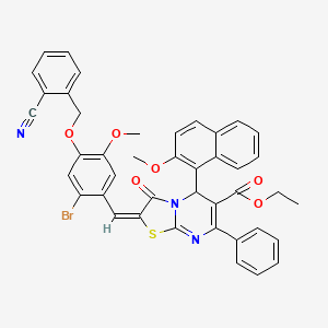 molecular formula C42H32BrN3O6S B11099652 ethyl (2E)-2-{2-bromo-4-[(2-cyanobenzyl)oxy]-5-methoxybenzylidene}-5-(2-methoxynaphthalen-1-yl)-3-oxo-7-phenyl-2,3-dihydro-5H-[1,3]thiazolo[3,2-a]pyrimidine-6-carboxylate 