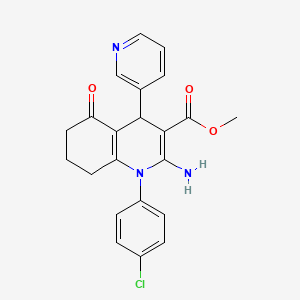 molecular formula C22H20ClN3O3 B11099704 Methyl 2-amino-1-(4-chlorophenyl)-5-oxo-4-(3-pyridinyl)-1,4,5,6,7,8-hexahydro-3-quinolinecarboxylate 