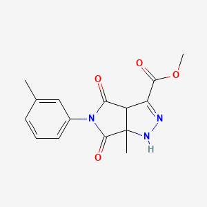 molecular formula C15H15N3O4 B11099760 Methyl 6a-methyl-5-(3-methylphenyl)-4,6-dioxo-1,3a,4,5,6,6a-hexahydropyrrolo[3,4-c]pyrazole-3-carboxylate 