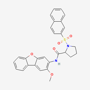 molecular formula C28H24N2O5S B11099885 N-(2-methoxydibenzo[b,d]furan-3-yl)-1-(naphthalen-2-ylsulfonyl)prolinamide 