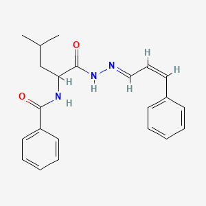 molecular formula C22H25N3O2 B11099905 Pentanoic acid, 2-benzamido-4-methyl-, N'-cinnamylidenehydrazide 