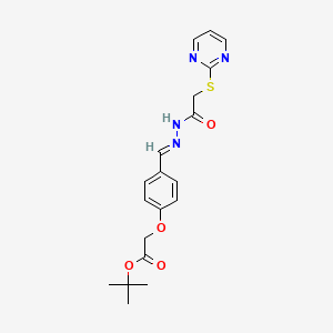 molecular formula C19H22N4O4S B11099981 tert-butyl {4-[(E)-{2-[(pyrimidin-2-ylsulfanyl)acetyl]hydrazinylidene}methyl]phenoxy}acetate 