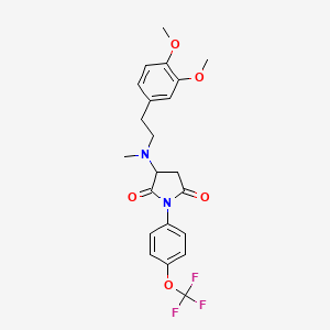 molecular formula C22H23F3N2O5 B11100114 Pyrrolidine-2,5-dione, 1-(4-trifluoromethoxyphenyl)-3-[2-(3,4-dimethoxyphenyl)ethyl](methyl)amino- 