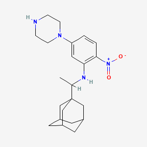 molecular formula C22H32N4O2 B11100212 N-[1-(1-adamantyl)ethyl]-2-nitro-5-piperazin-1-ylaniline 