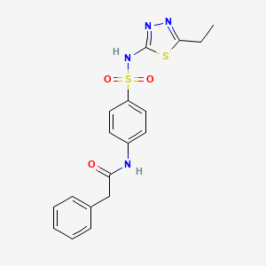 molecular formula C18H18N4O3S2 B11100217 N-{4-[(5-ethyl-1,3,4-thiadiazol-2-yl)sulfamoyl]phenyl}-2-phenylacetamide 