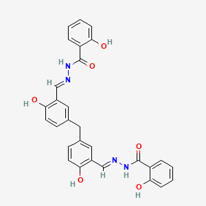 molecular formula C29H24N4O6 B11100328 N',N''-{methanediylbis[(6-hydroxybenzene-3,1-diyl)(E)methylylidene]}bis(2-hydroxybenzohydrazide) 