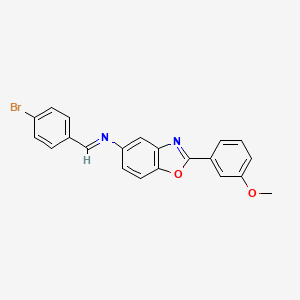 molecular formula C21H15BrN2O2 B11100636 N-[(E)-(4-bromophenyl)methylidene]-2-(3-methoxyphenyl)-1,3-benzoxazol-5-amine 