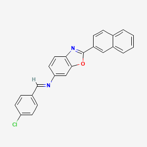 molecular formula C24H15ClN2O B11100774 N-[(E)-(4-chlorophenyl)methylidene]-2-(naphthalen-2-yl)-1,3-benzoxazol-6-amine 