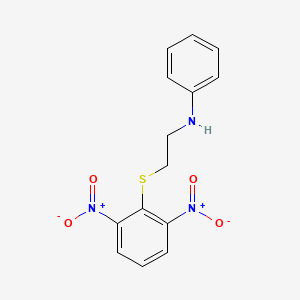 molecular formula C14H13N3O4S B11100804 N-{2-[(2,6-dinitrophenyl)sulfanyl]ethyl}aniline 
