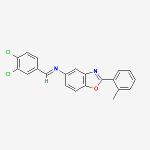 molecular formula C21H14Cl2N2O B11100852 N-[(E)-(3,4-dichlorophenyl)methylidene]-2-(2-methylphenyl)-1,3-benzoxazol-5-amine 