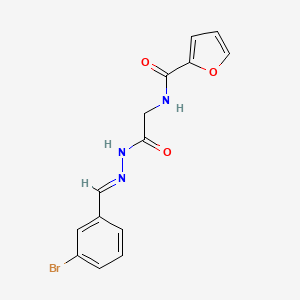 molecular formula C14H12BrN3O3 B11100901 N-({N'-[(E)-(3-Bromophenyl)methylidene]hydrazinecarbonyl}methyl)furan-2-carboxamide 