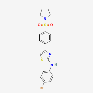 molecular formula C19H18BrN3O2S2 B11101112 N-(4-bromophenyl)-4-[4-(pyrrolidin-1-ylsulfonyl)phenyl]-1,3-thiazol-2-amine 