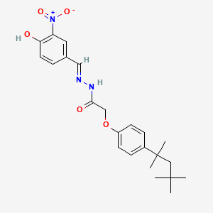 molecular formula C23H29N3O5 B11101190 N'-[(E)-(4-hydroxy-3-nitrophenyl)methylidene]-2-[4-(2,4,4-trimethylpentan-2-yl)phenoxy]acetohydrazide 