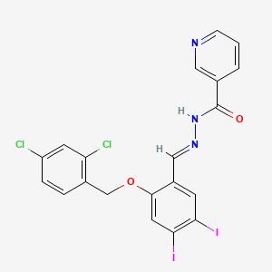 molecular formula C20H13Cl2I2N3O2 B11101228 N'-[(E)-{2-[(2,4-dichlorobenzyl)oxy]-4,5-diiodophenyl}methylidene]pyridine-3-carbohydrazide 
