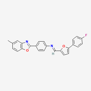 molecular formula C25H17FN2O2 B11101438 N-{(E)-[5-(4-fluorophenyl)furan-2-yl]methylidene}-4-(5-methyl-1,3-benzoxazol-2-yl)aniline 