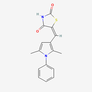 molecular formula C16H14N2O2S B11101505 (5E)-5-[(2,5-dimethyl-1-phenyl-1H-pyrrol-3-yl)methylidene]-1,3-thiazolidine-2,4-dione CAS No. 1055980-09-0
