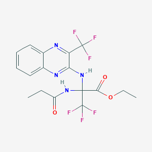 molecular formula C17H16F6N4O3 B11101527 ethyl 3,3,3-trifluoro-2-(propanoylamino)-N-[3-(trifluoromethyl)quinoxalin-2-yl]alaninate 
