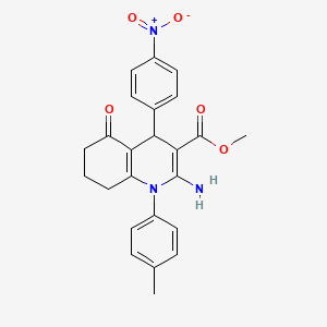 molecular formula C24H23N3O5 B11101721 Methyl 2-amino-1-(4-methylphenyl)-4-(4-nitrophenyl)-5-oxo-1,4,5,6,7,8-hexahydroquinoline-3-carboxylate 