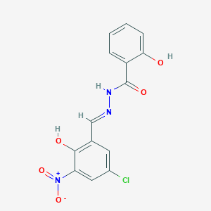 molecular formula C14H10ClN3O5 B11101744 N'-[(E)-(5-chloro-2-hydroxy-3-nitrophenyl)methylidene]-2-hydroxybenzohydrazide 
