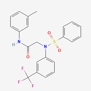 molecular formula C22H19F3N2O3S B11101746 N-(3-Methylphenyl)-2-[(phenylsulfonyl)-3-(trifluoromethyl)anilino]acetamide 