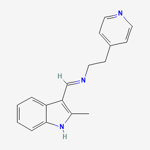 molecular formula C17H17N3 B11101851 Ethanamine, N-(2-methyl-3-indolylmethylidene)-2-(4-pyridyl)- 