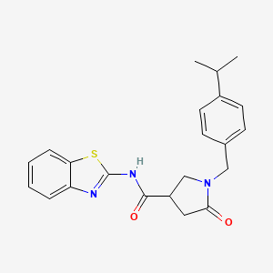 molecular formula C22H23N3O2S B11101909 N-(1,3-benzothiazol-2-yl)-5-oxo-1-[4-(propan-2-yl)benzyl]pyrrolidine-3-carboxamide 